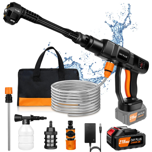 Cordless Pressure Washer, Portable Power Washer with  4.0Ah Battery 6-in-1 Nozzle, Handheld Brushless High-Pressure Car Washer