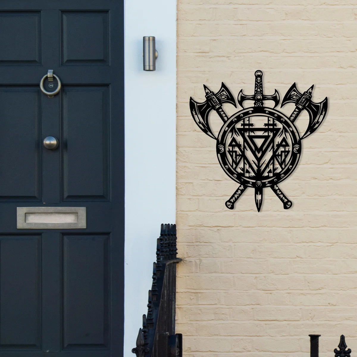 Viking Metal Wall Decor – Vegvisir Axe & Shield