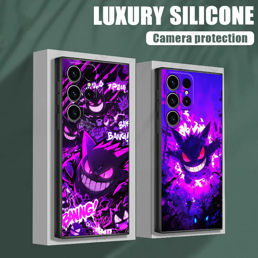 Gengar Pokemons Anime Soft S25 Case For Samsung Galaxy S24 S23 S20 S21 FE S22 S25 Ultra 5G S10 Plus Note 10 20 Black Phone Cover