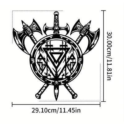 Viking Metal Wall Decor – Vegvisir Axe & Shield