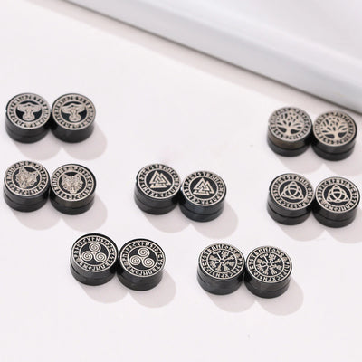 VIKING MAGNETIC EARRINGS ⚔️ No-Pierce Stainless Steel - Gothic Punk Jewelry for Men