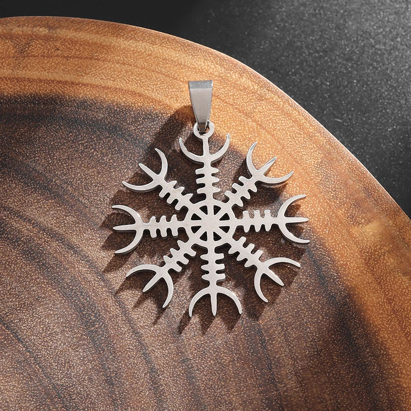 Norse Mythology Viking Rune Snowflake Pendant Necklace