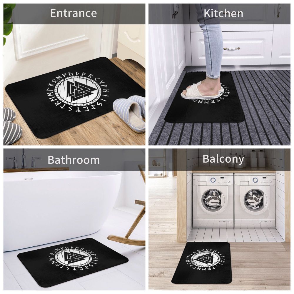 Scandinavian Shield Valknut Runes Non-slip Doormat