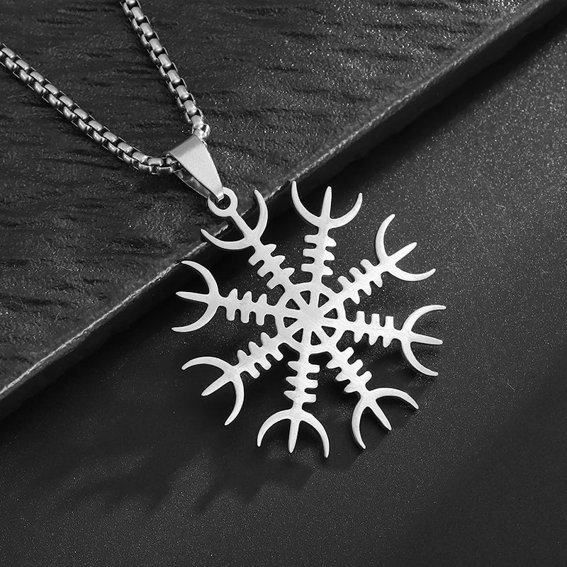 Norse Mythology Viking Rune Snowflake Pendant Necklace