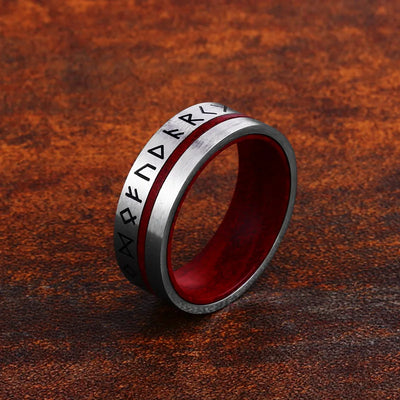 Viking Rune Ring – Stainless Steel & Rosewood, 8mm