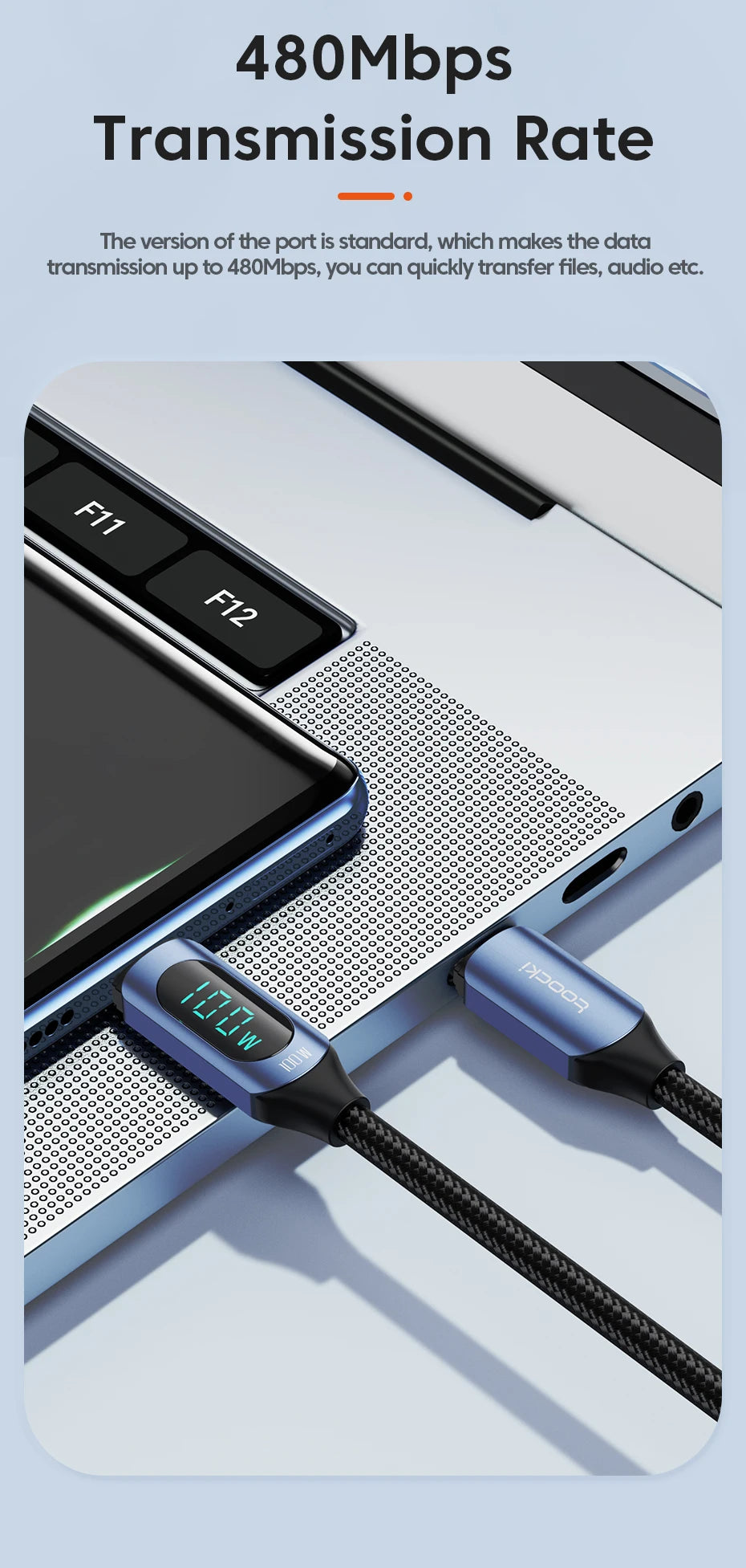Type-C 100W PD Fast Charging Cable – USB-C to USB-C with Display