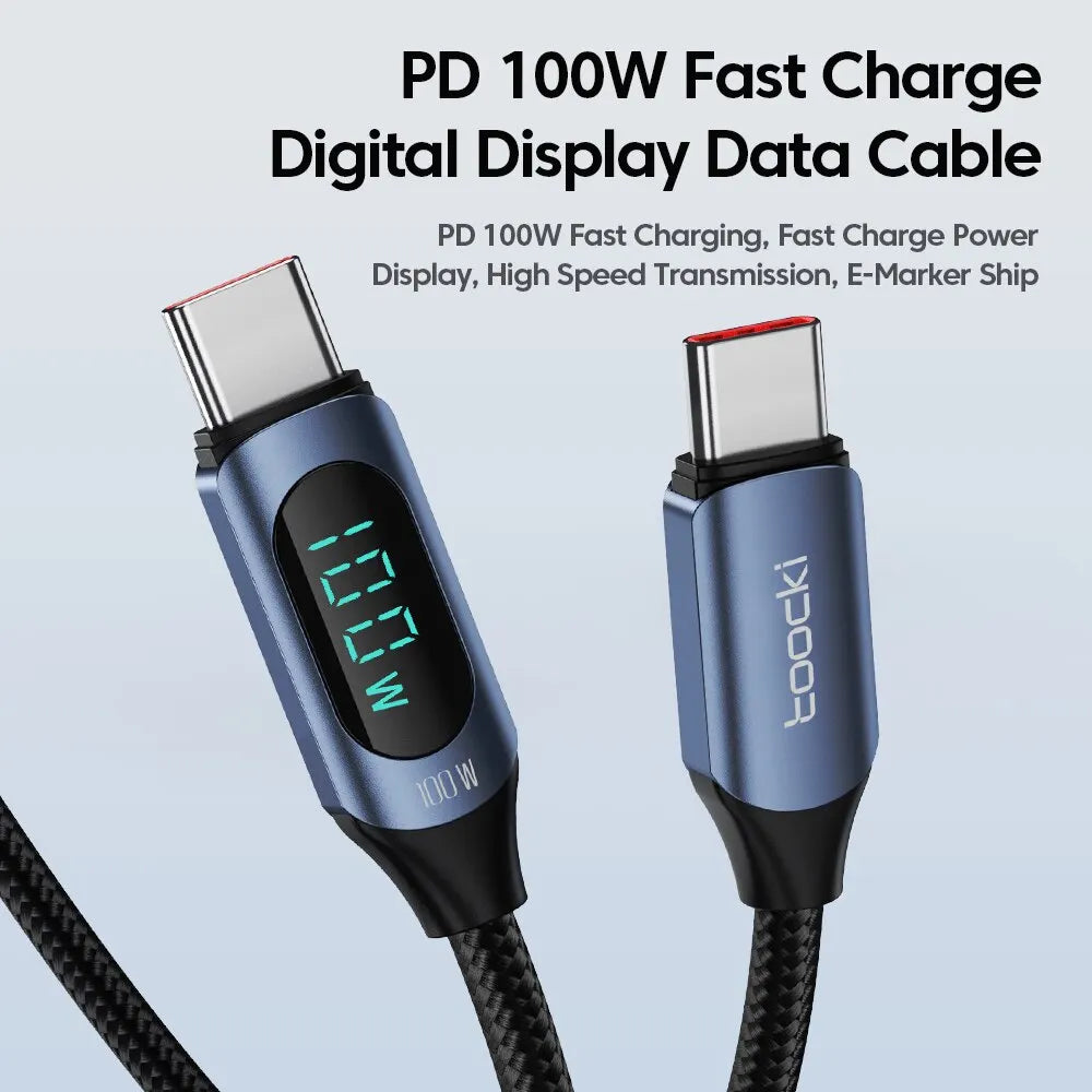 Type-C 100W PD Fast Charging Cable – USB-C to USB-C with Display