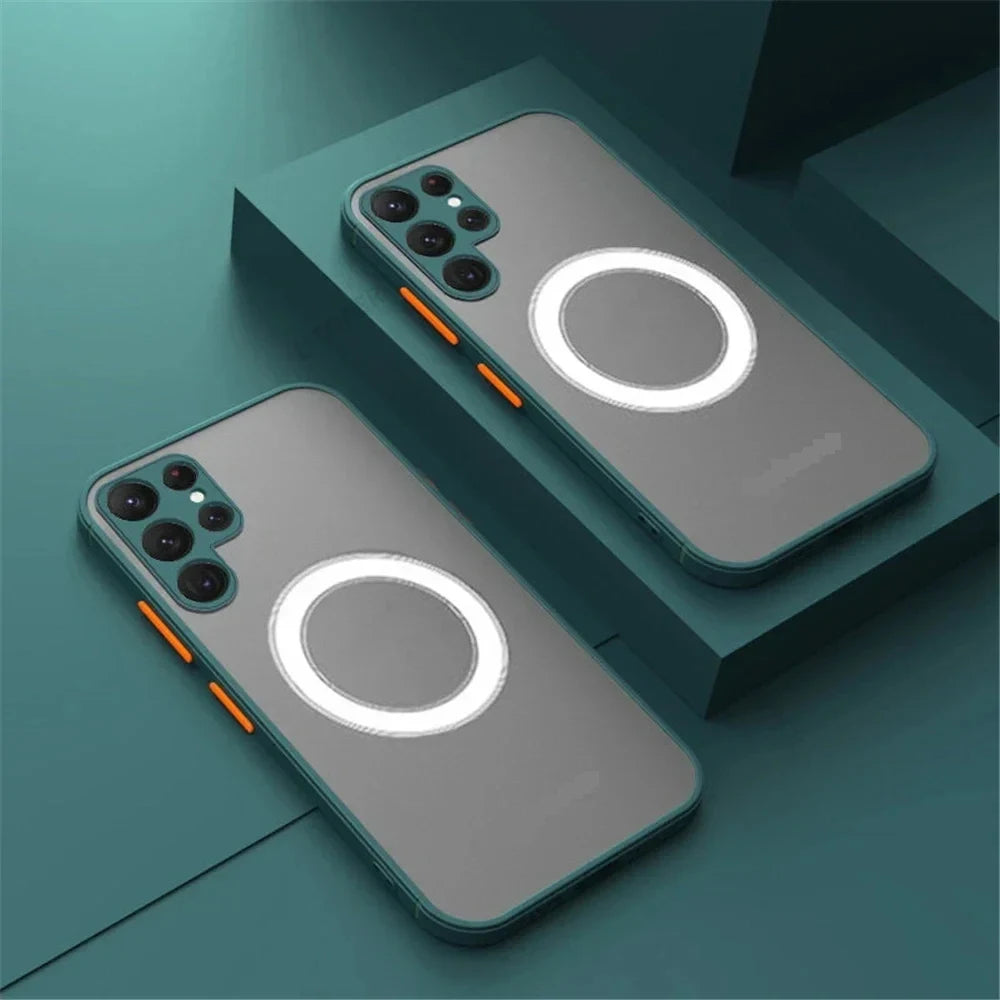 Luxury Matte Magnetic Armor Case | MagSafe | Samsung Galaxy S25 Ultra, S24, S23 Ultra, S22 Plus, S21 FE | Shockproof Protection
