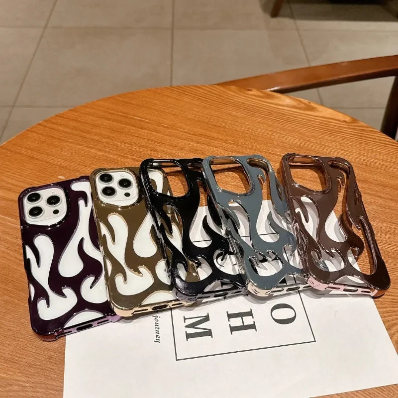 3D FLAME Phone Case 🔥 Matte Shockproof – Fits iPhone 16/15/14 Pro Max