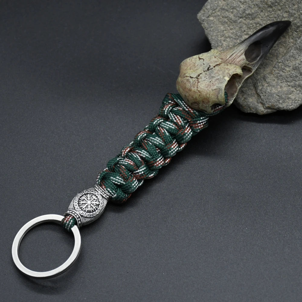 Odin's Crow Skeleton Keychain – Viking Rune Amulet