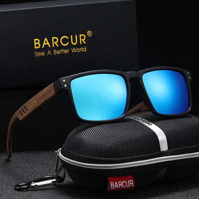BARCUR Retro Wood Polarized Sunglasses – Unisex UV400 TAC Lens with Gift Box