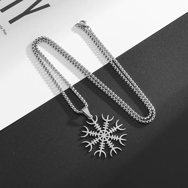 Norse Mythology Viking Rune Snowflake Pendant Necklace