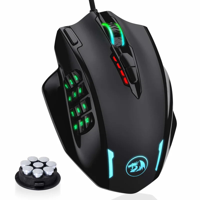 Redragon M908 RGB Gaming Mouse – 18 Programmable Buttons, 12400 DPI