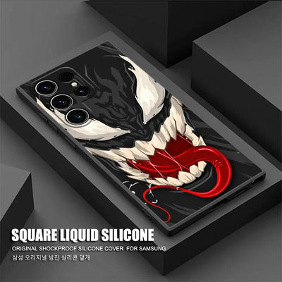 Venom 🕷️ Silicone Case – Luxury Soft Cover with Camera Protection for Samsung Galaxy S25/S24/S23/S22/S21/S20/S10 Ultra & Plus