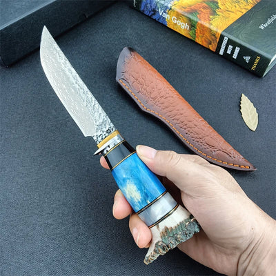 Croissant Damascus Straight Knife