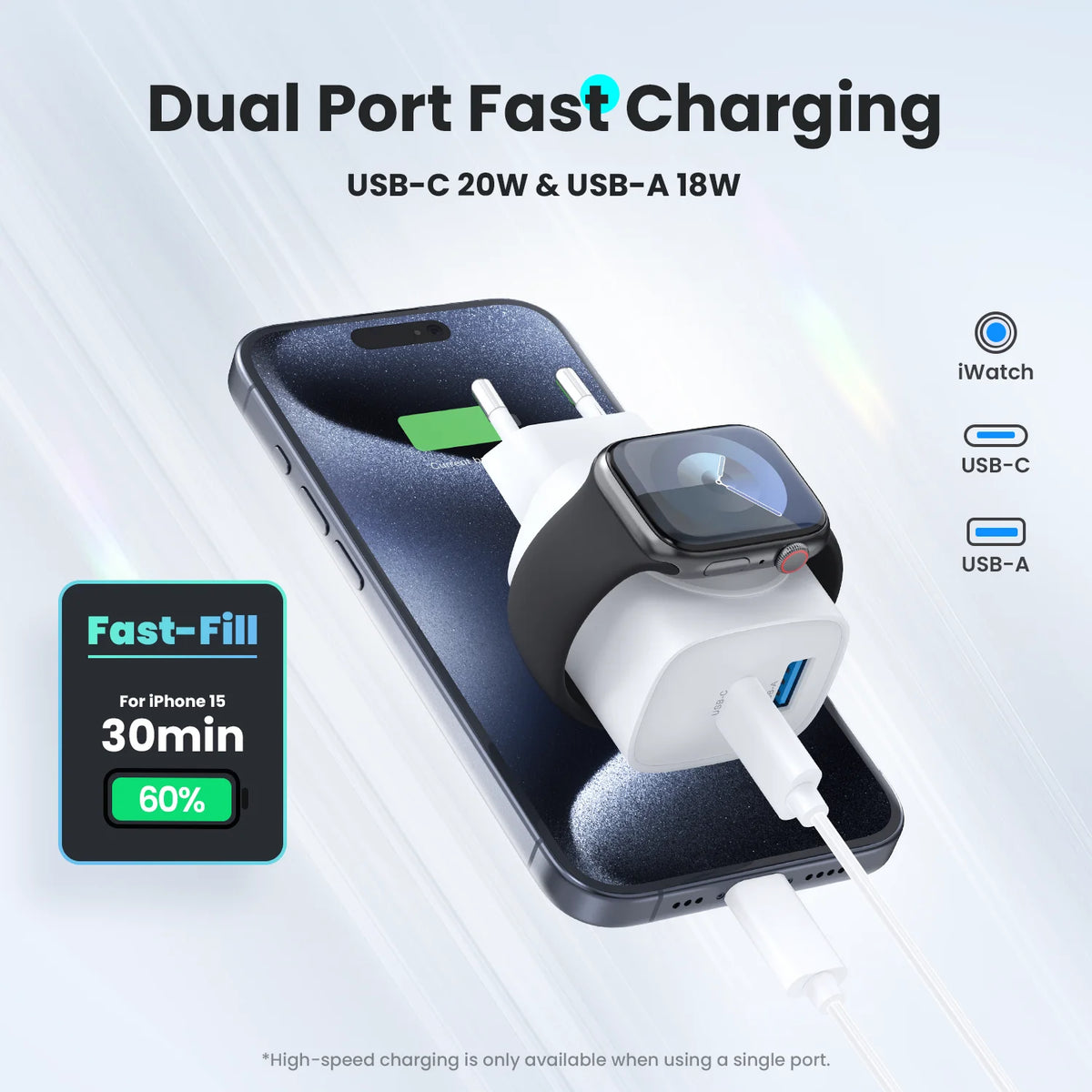 3-in-1 Fast Charger for Apple Watch, iPhone & iPad