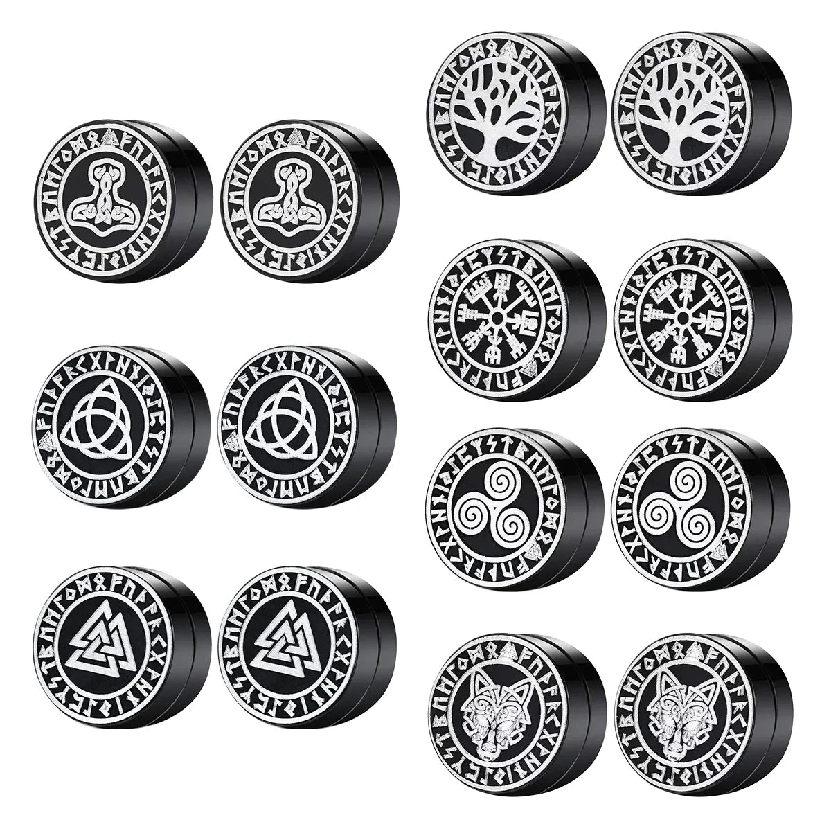 VIKING MAGNETIC EARRINGS ⚔️ No-Pierce Stainless Steel - Gothic Punk Jewelry for Men