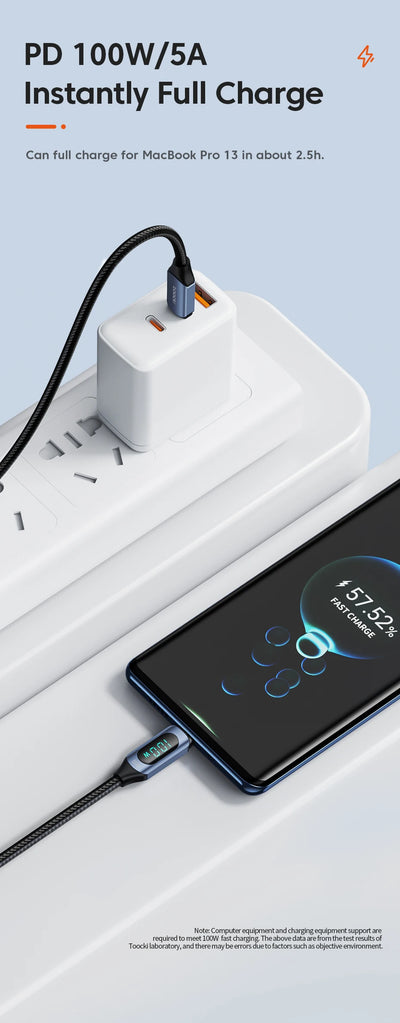 Type-C 100W PD Fast Charging Cable – USB-C to USB-C with Display