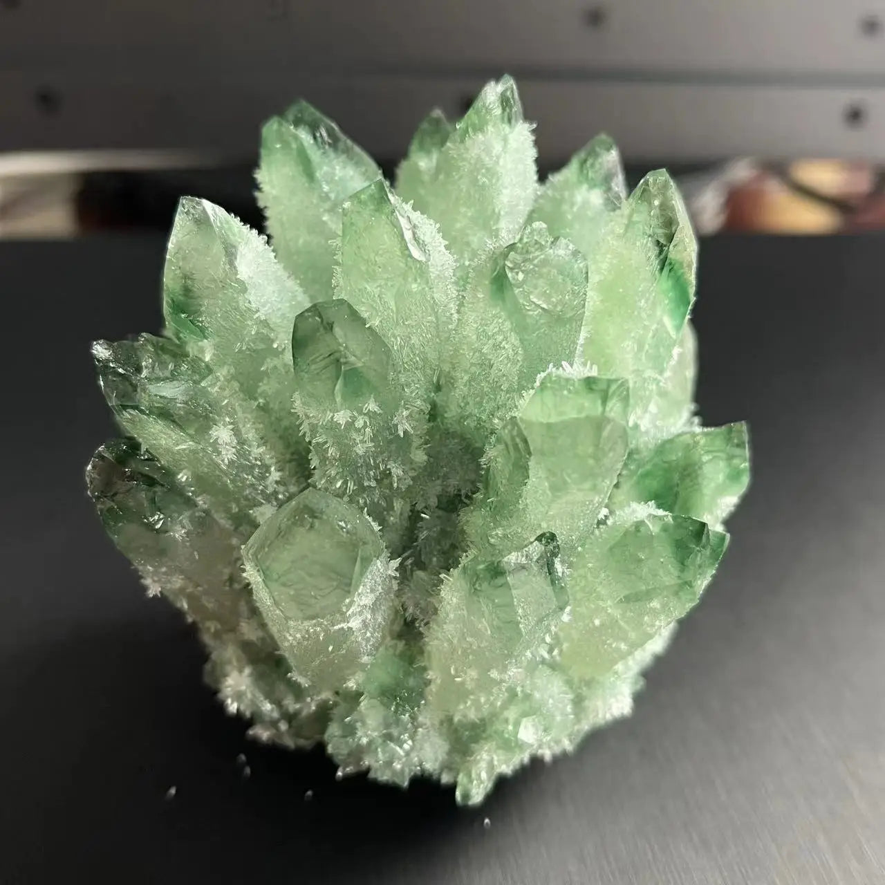 Natural Green Quartz Cluster – Reiki Energy Stone & Decor