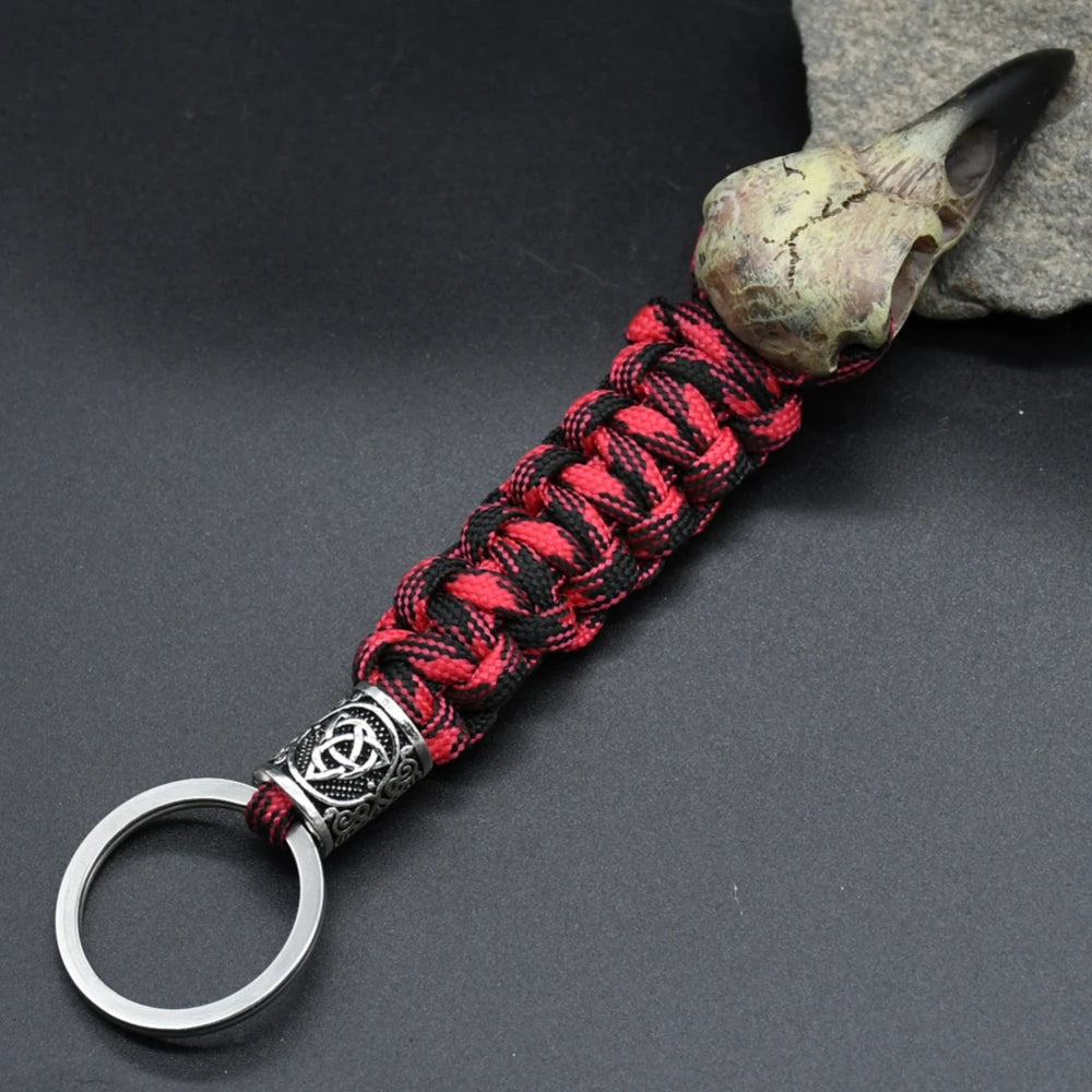 Odin's Crow Skeleton Keychain – Viking Rune Amulet