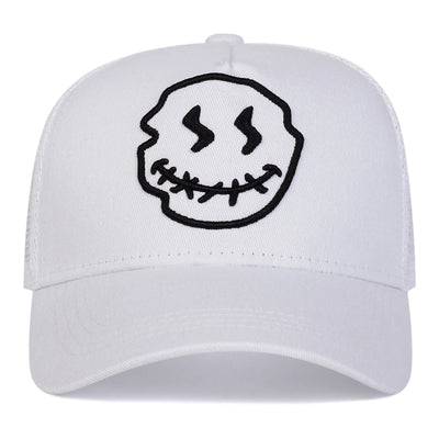 Unisex Smiling Face Embroidery Baseball Net Caps 🌞
