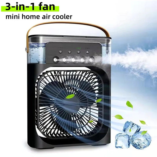 3-in-1 Portable Air Cooler ❄️ USB Fan + Humidifier + LED Light – For Home/Office/Camping