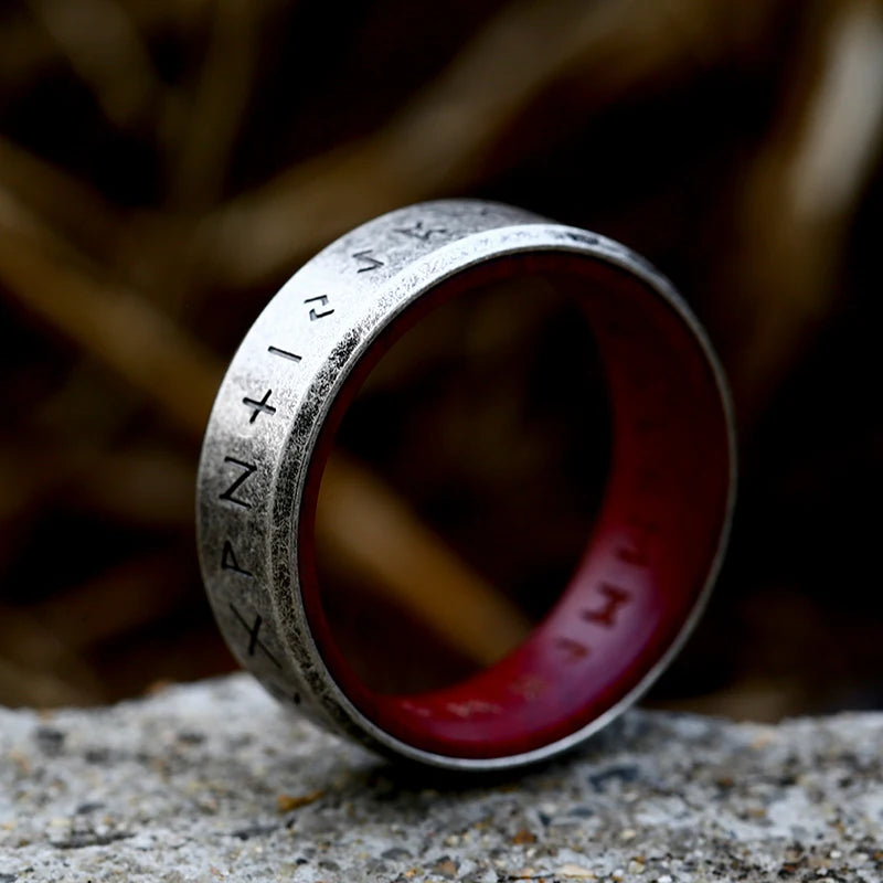 Viking Rune Ring – Stainless Steel & Rosewood, 8mm