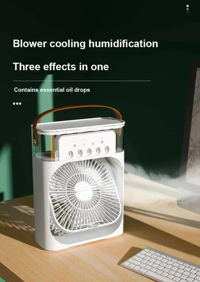 3-in-1 Portable Air Cooler ❄️ USB Fan + Humidifier + LED Light – For Home/Office/Camping