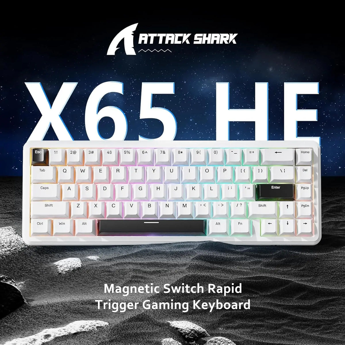 ATTACK SHARK X65 HE Wired 65% Mechanical Gaming Keyboard – Magnetic Hall Effect Switch, Hot-Swap, RGB Backlit