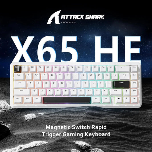 ATTACK SHARK X65 HE Wired 65% Mechanical Gaming Keyboard – Magnetic Hall Effect Switch, Hot-Swap, RGB Backlit