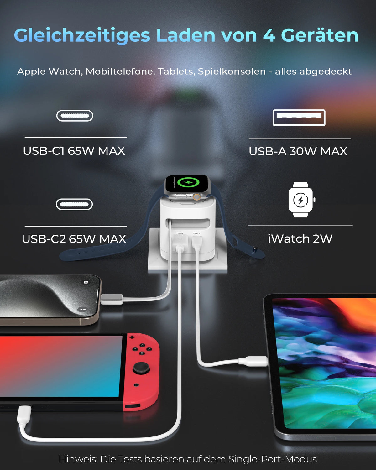 65W Retractable GaN Charger – 3-in-1 Wireless Power for Apple Devices