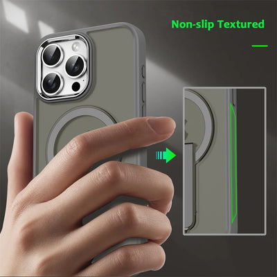 Luxury MagSafe Folding Stand Magnetic Phone Case for iPhone 16, 15, 14, Series