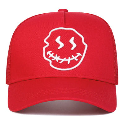 Unisex Smiling Face Embroidery Baseball Net Caps 🌞