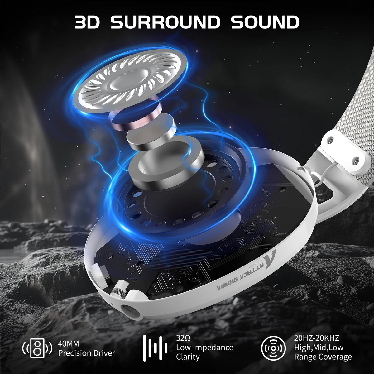 ATTACK SHARK L80 Ultra-Light Tri-Mode Gaming Headset – Wireless Gaming Headphones for PC, PS4, PS5, Switch & Xbox