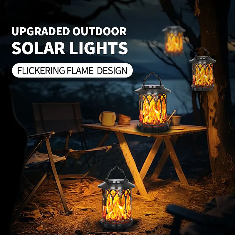Solar Flickering Flame Lantern - Outdoor Hanging Lights for Garden, Patio & Pathway
