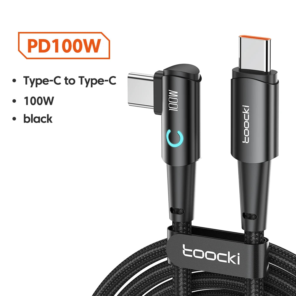 100W USB-C to USB-C 90° Cable for iPad, MacBook Pro, Xiaomi, Samsung, Huawei
