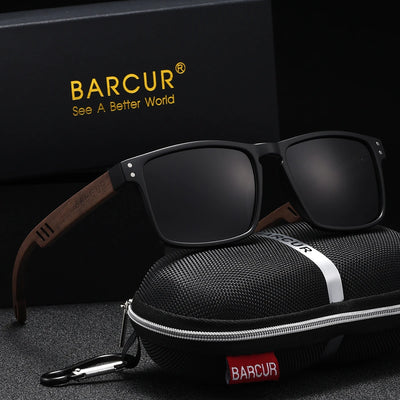 BARCUR Retro Wood Polarized Sunglasses – Unisex UV400 TAC Lens with Gift Box