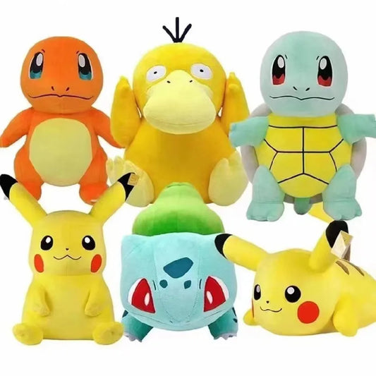 20cm Plush Toys - Kawaii Pikachu, Raichu & Squirtle Soft High-Quality Fabric Anime Gifts for Kids Collectors Fans