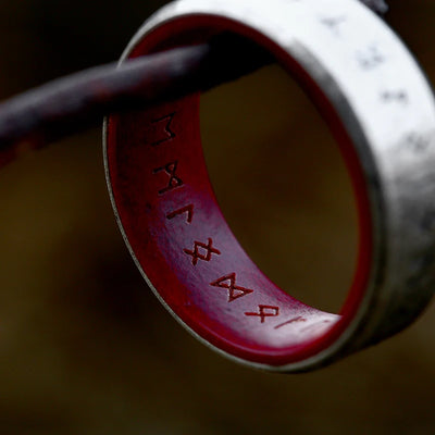 Viking Rune Ring – Stainless Steel & Rosewood, 8mm