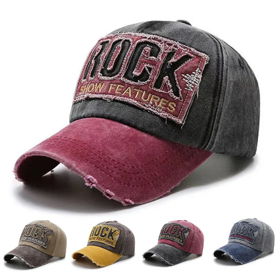 High-Quality "ROCK" Embroidery Cotton Baseball Cap | Unisex Snapback Sun Hat