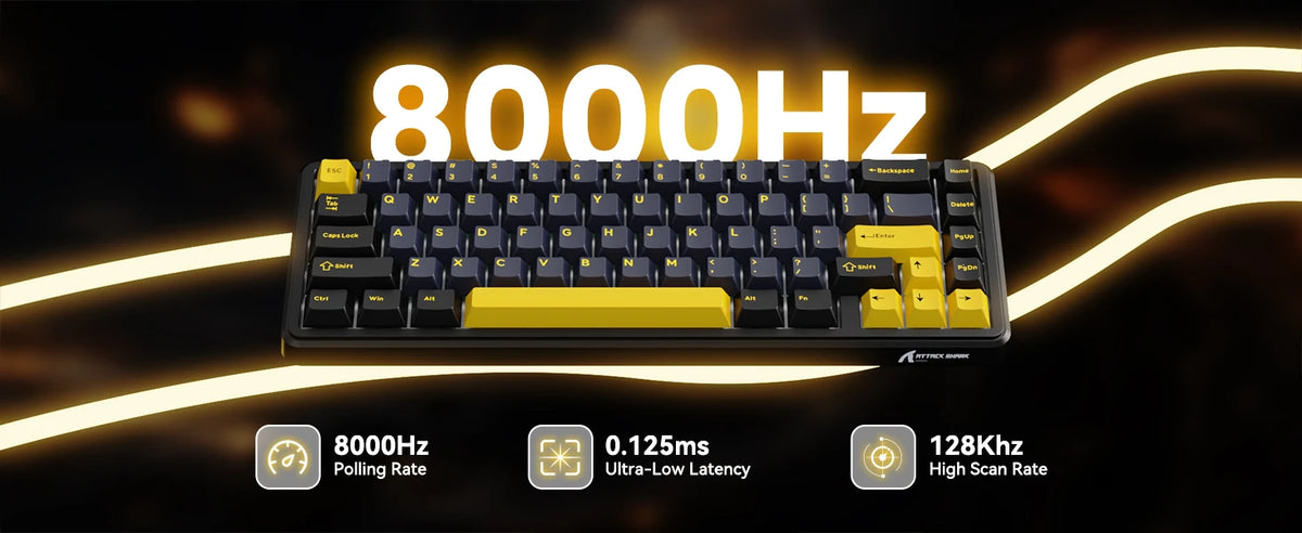 ATTACK SHARK X65 HE Wired 65% Mechanical Gaming Keyboard – Magnetic Hall Effect Switch, Hot-Swap, RGB Backlit