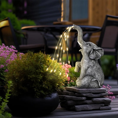 Solar Resin Elephant Ornament Light Outdoor String Lights Courtyard Crafts Garden Lawn Elephant Animal Landscape Light