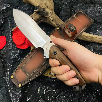 Viking Survival Knife – Multi-Purpose Outdoor Fixed Blade with Leather Sheath