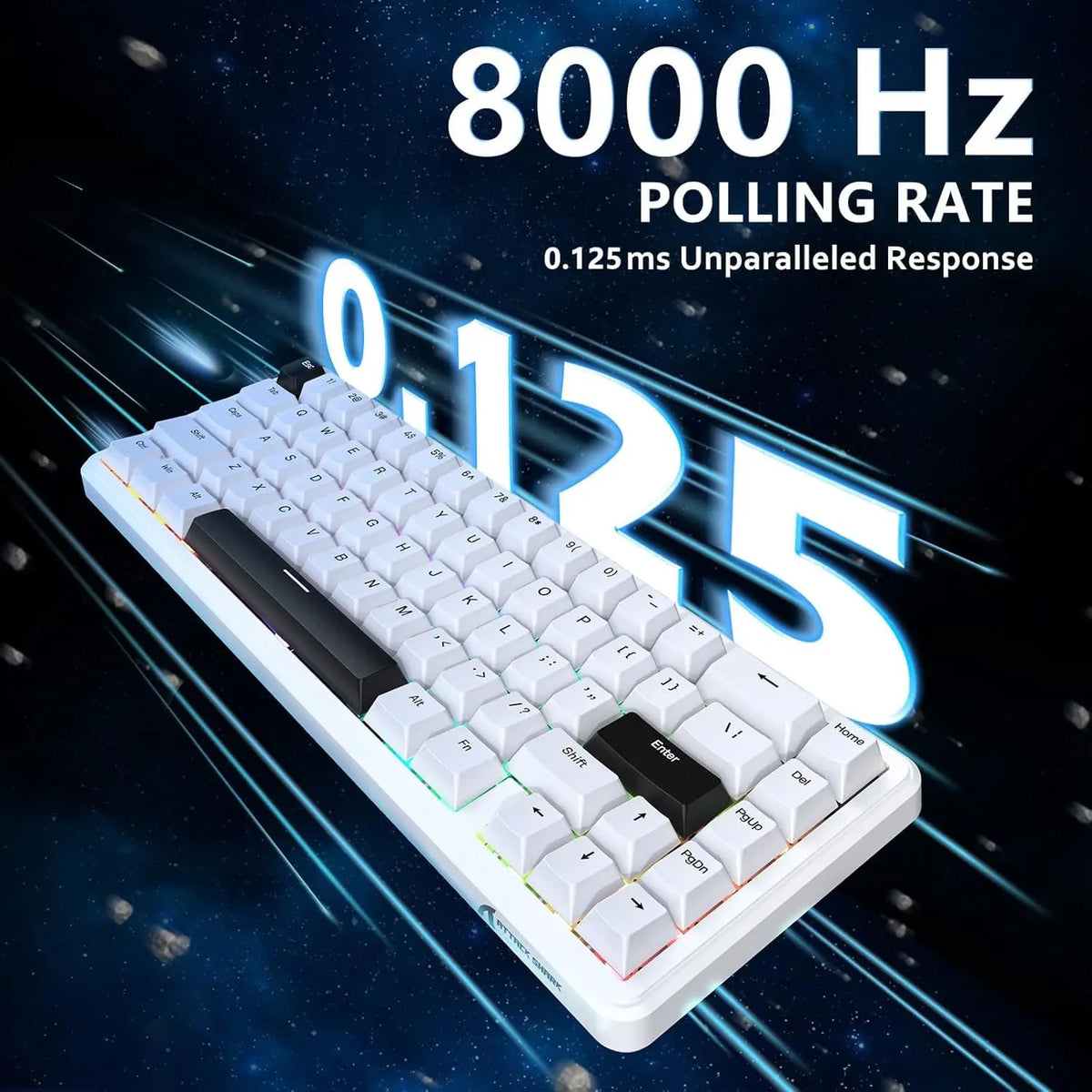 ATTACK SHARK X65 HE Wired 65% Mechanical Gaming Keyboard – Magnetic Hall Effect Switch, Hot-Swap, RGB Backlit