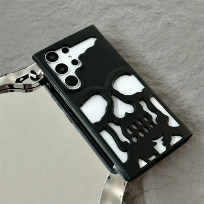 Matte Metal Skull Phone Case – Shockproof & Slim (For S23/S24 Ultra, Plus & Standard)