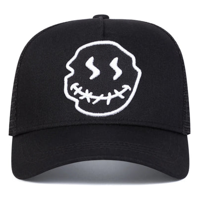 Unisex Smiling Face Embroidery Baseball Net Caps 🌞