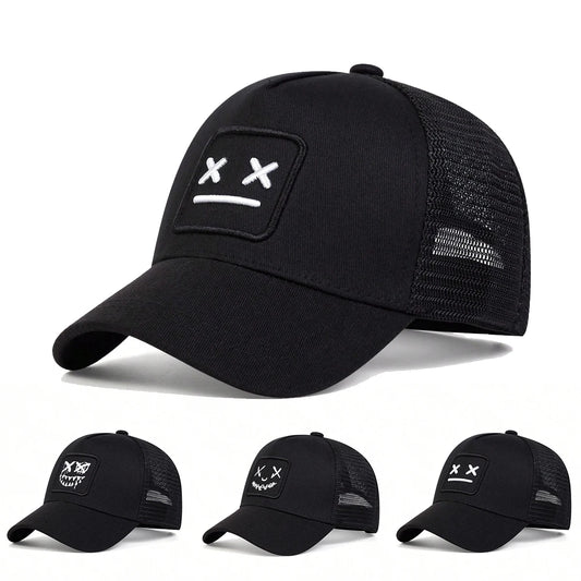 Children XX Smiling Face Embroidery Baseball Net Caps 🌞