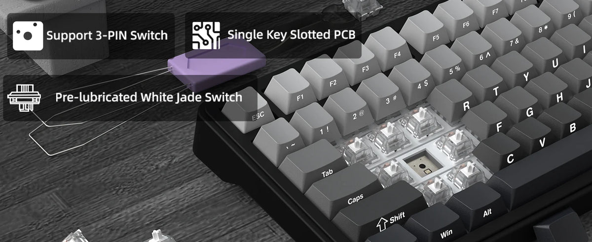ATTACK SHARK X85 Wireless Mechanical Gaming Keyboard – TKL 82 Keys, Gasket Structure, RGB Hot-Swappable, Knob, Customizable
