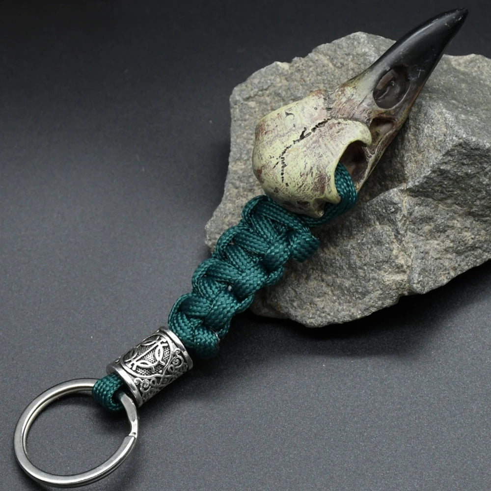 Odin's Crow Skeleton Keychain – Viking Rune Amulet