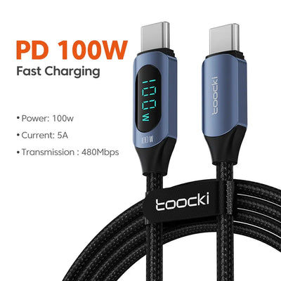 Type-C 100W PD Fast Charging Cable – USB-C to USB-C with Display